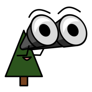 Graphic of a tree looking through binoculars looking for customers.